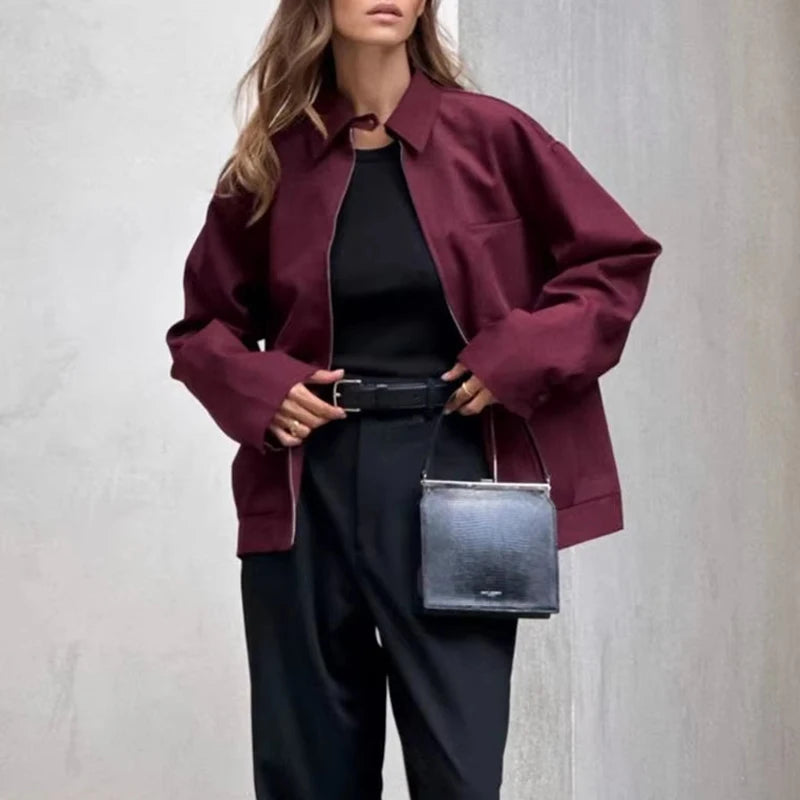 MUJER Zipper Bomber Jackets for Womem