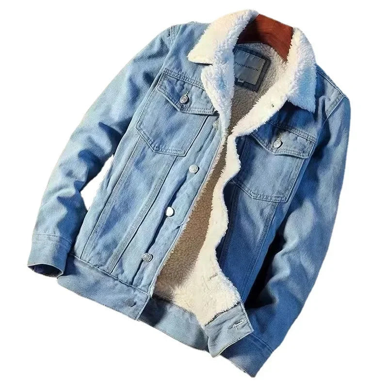 Winter Fleece-lined Thickened Denim Jacket